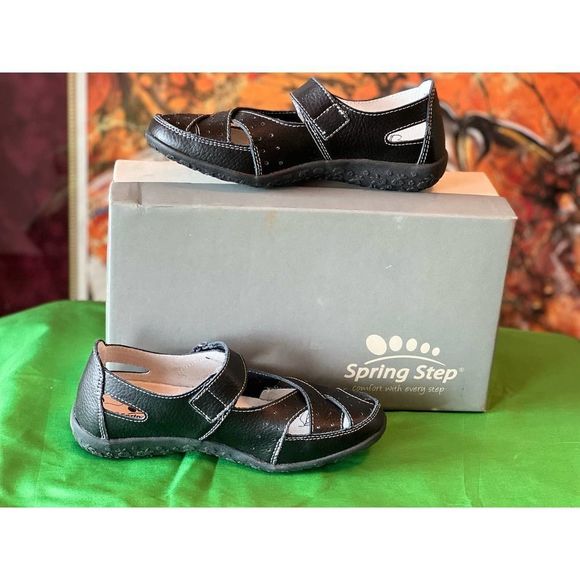 Spring step streetwise Black leather Mary Jane shoes size 6 W - Picture 5 of 5